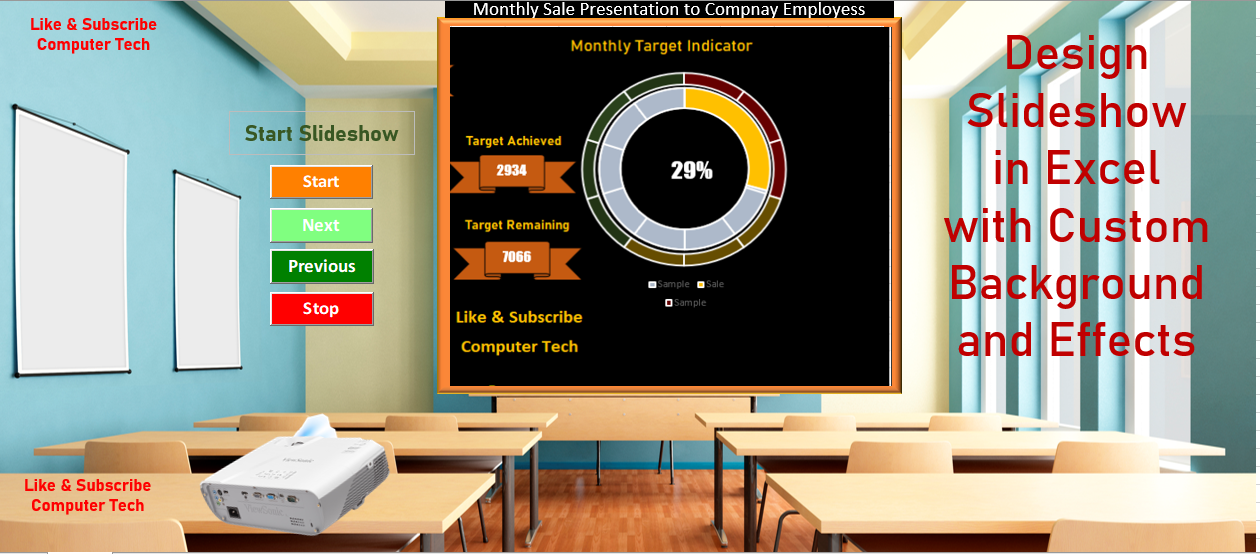 Design Slideshow in Excel with Custom Background and Effects