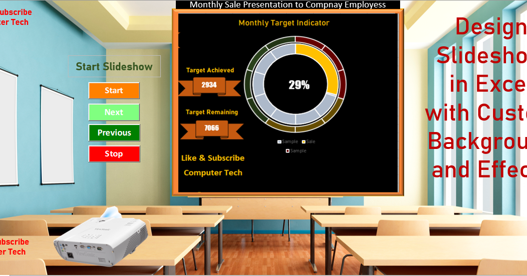 Design Slideshow in Excel with Custom Background and Effects
