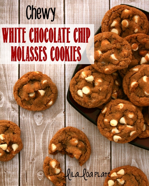 Chewy White Chocolate Chip Molasses Cookies LilaLoa Plate Chewy