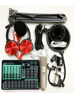 Combo thu âm livestream Soundcard H9, Micro ISK AT100