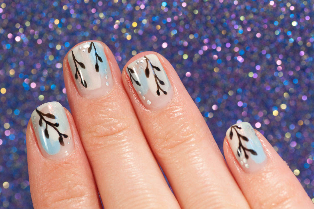Easy Abstract nail art with simple vines and ILNP Valentina.