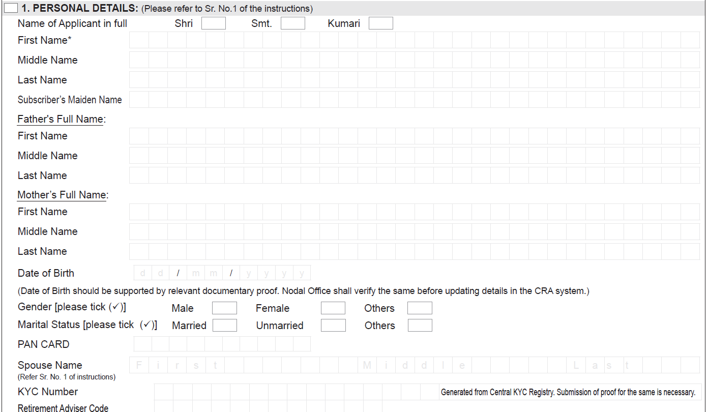 How to make changes/correction in NPS account details?