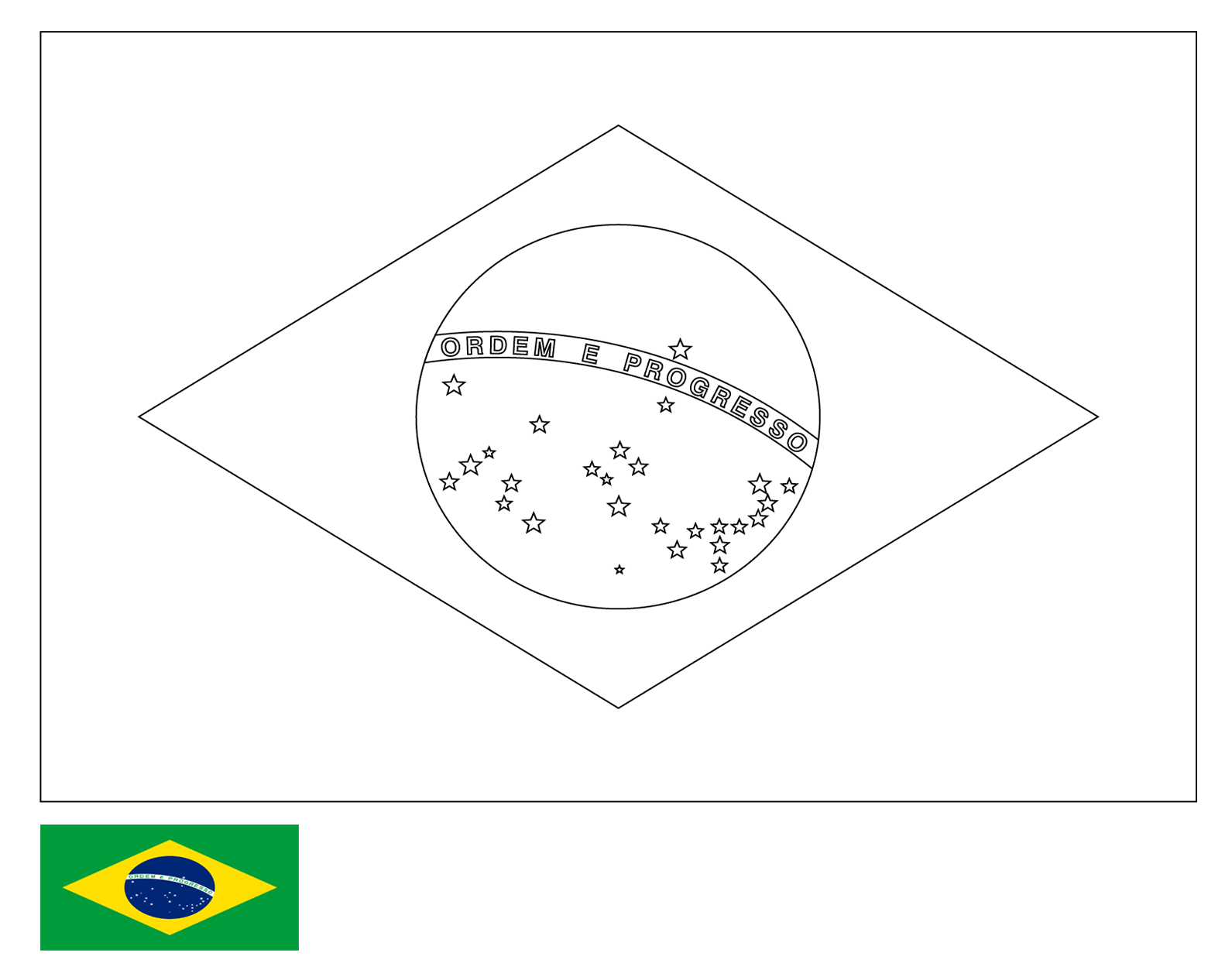 Brazil Flag Coloring Sheet Coloring Pages