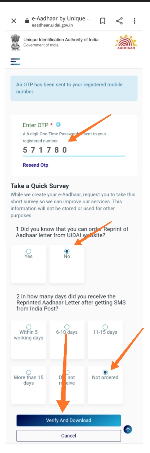 ڈاؤن لوڈ آدھار اسکرین شارٹ  ➋
