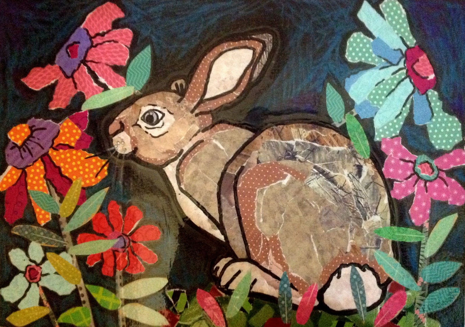Collaged Rabbit Artwork