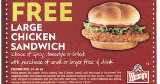Printable Coupons 2023: Wendys Coupons