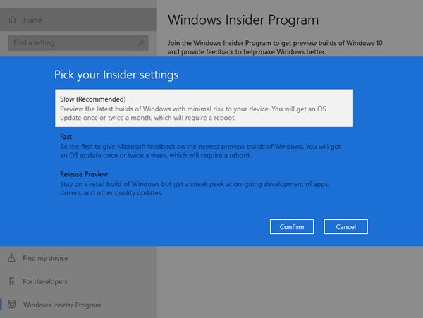 Regístrese en el programa Windows Insider