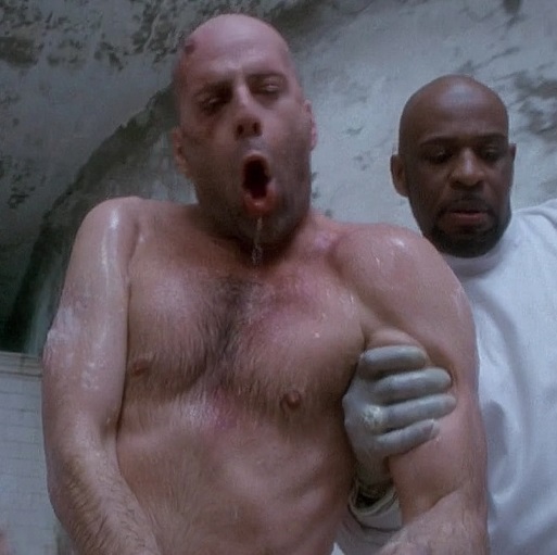 Bruce Willis’s testicles accidentally exposed in Color of Night.