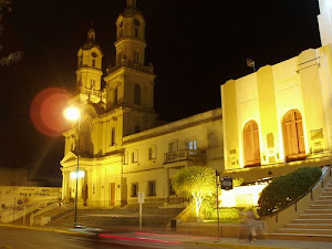 Vista Nocturna de la Municipalidad y Catedral de Patagones