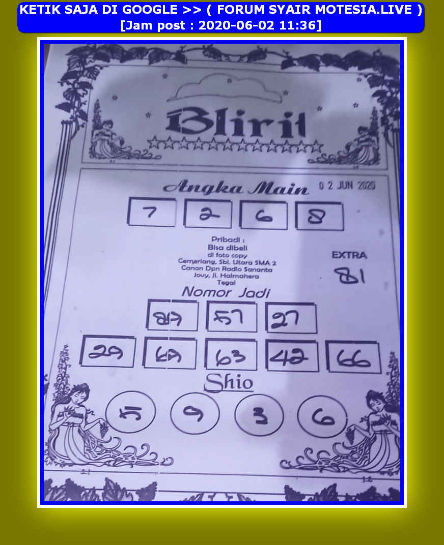 Prediksi Syair hk 2 Juni 2020 KODE SYAIR SGP SYAIR HK