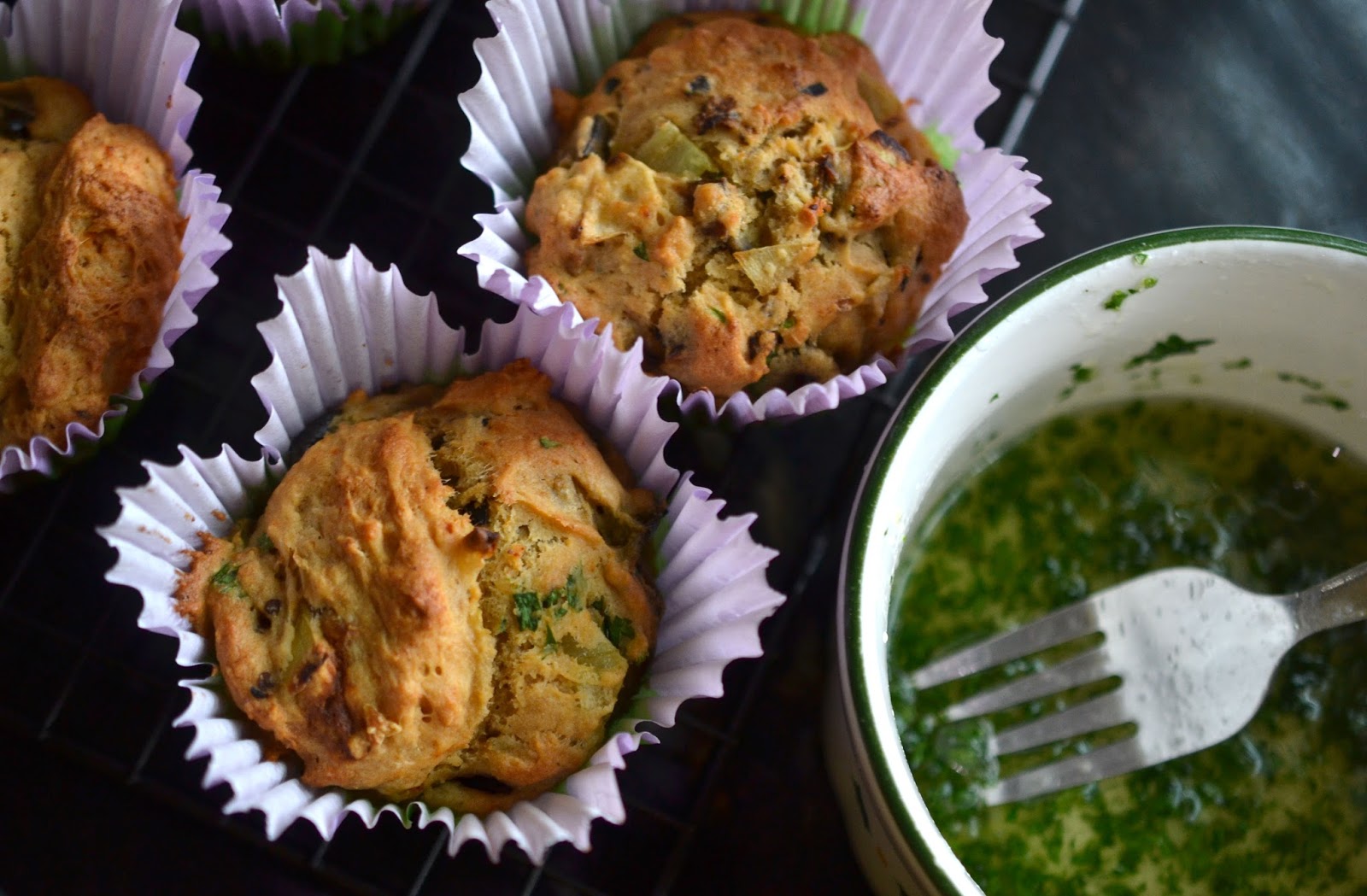 Greedy Girl Grilled Eggplant ricotta muffins