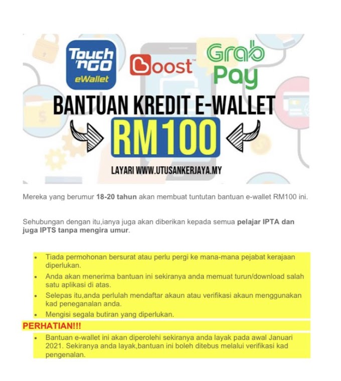 Semak Kelayakan Untuk Tebus Kredit E-Wallet RM100 Percuma