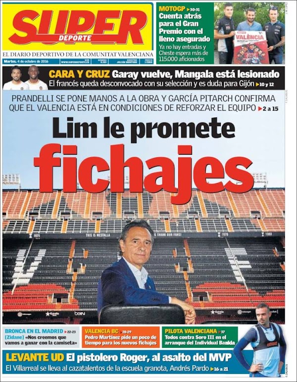 Valencia, Superdeporte: "Lim le promete fichajes"