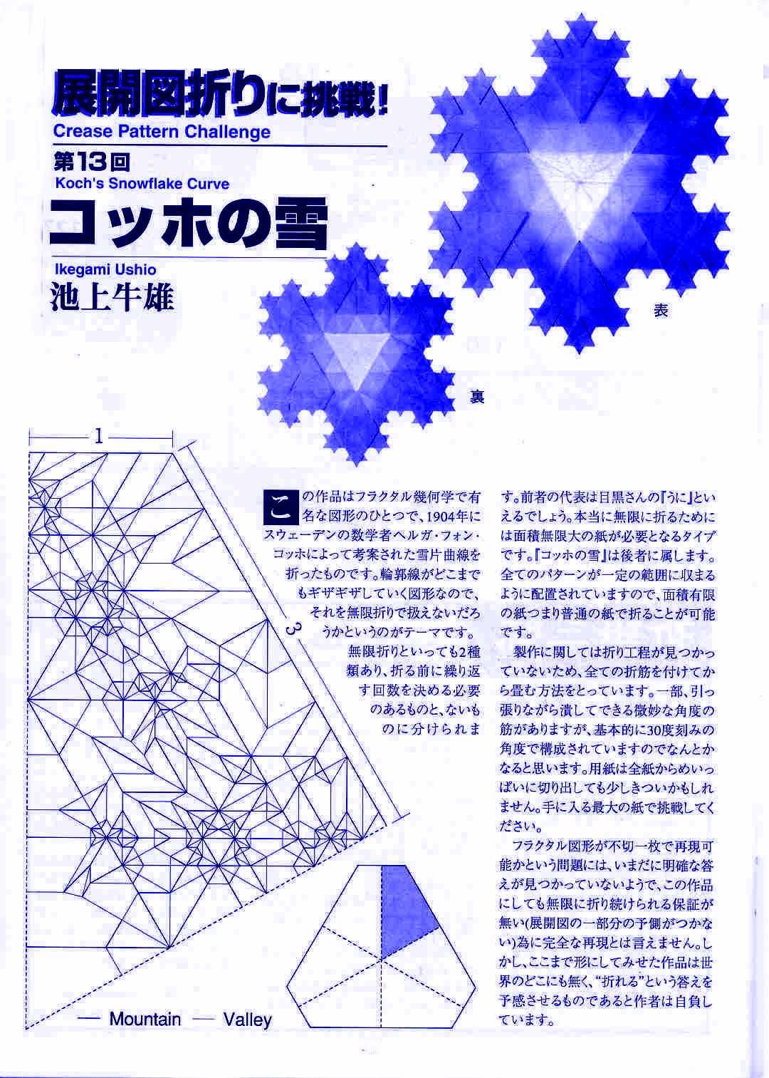 Crease Pattern Koch's Snowflake CurveUshio Ikegami Ruby Book Origami