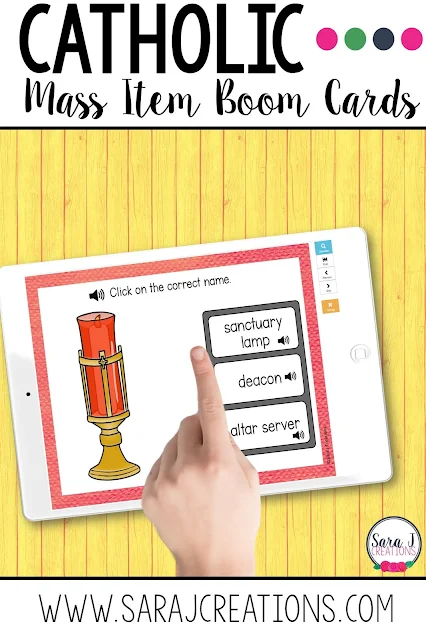 Catholic Mass Item Boom Cards make learning the names of the items we use in Mass fun and digital. Students get instant feedback and can play on any device.
