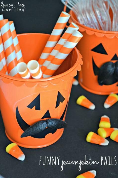 Funny Pumpkin Pails - the perfect decorations for your Halloween celebrations! 