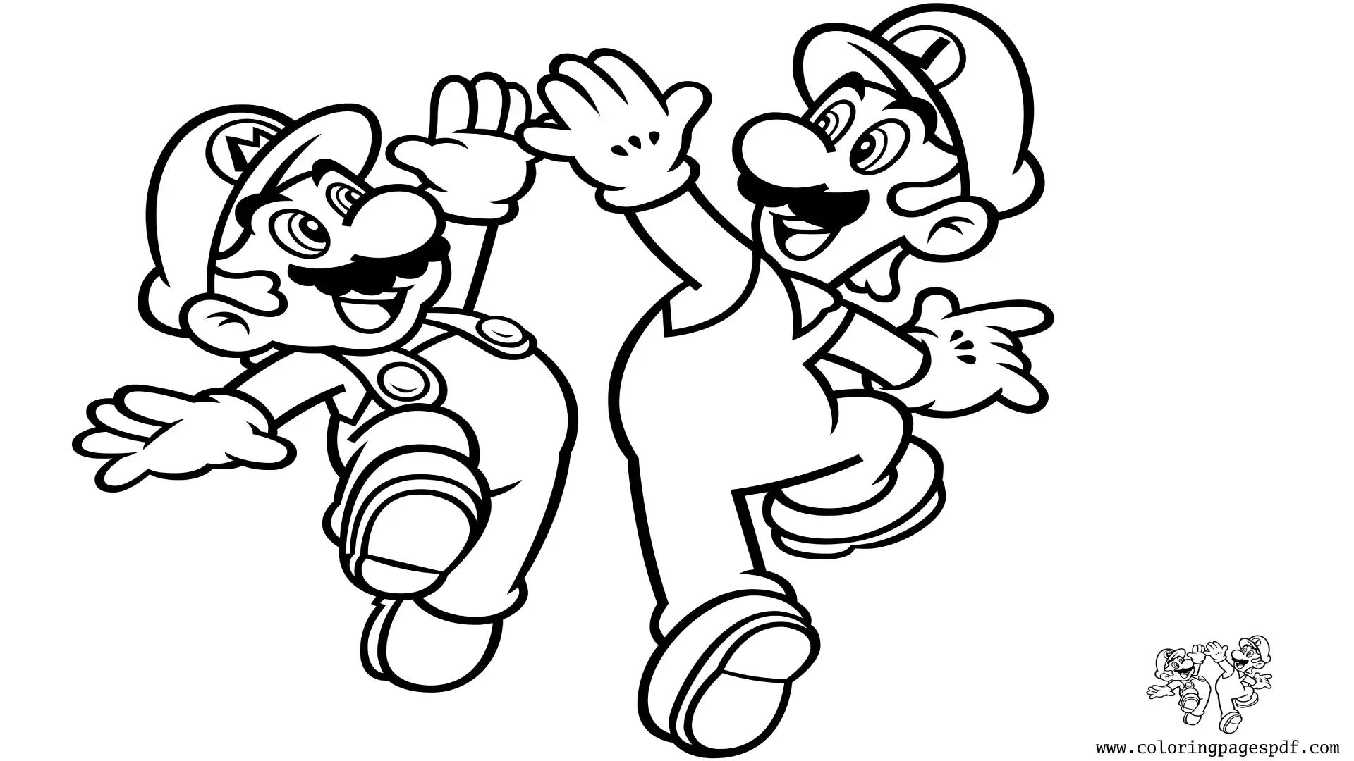 Coloring Page Of Mario And Luigi High-five