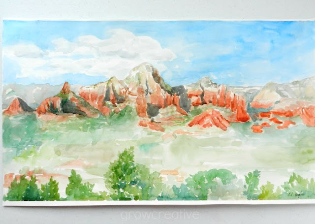 Original Watercolor Sedona Landscape by Elise Engh