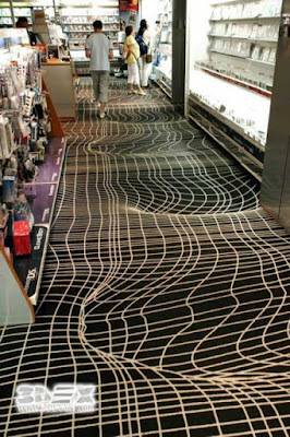 shop hallway flooring with 3D painted graphics