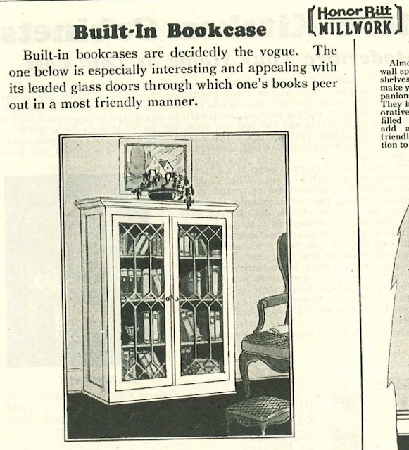 Sears Building Supplies catalog 1930 snippet showing built-in bookcase