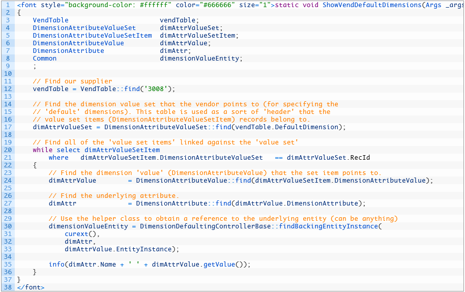 Axapta ERP Dynamics Ax Internals Default dimension storage in Ax 2012