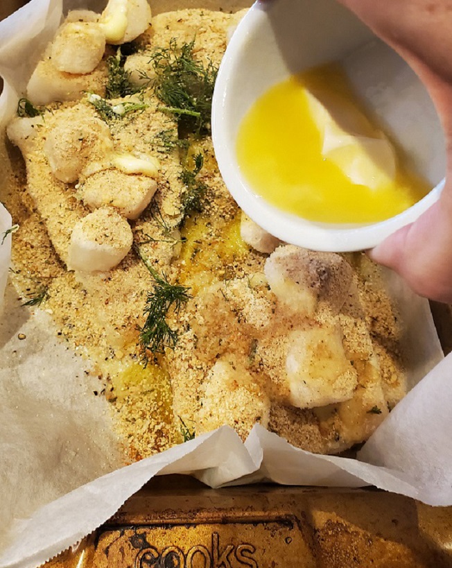 Baked Haddock and Scallops with Lemon Butter Dill Sauce What's Cookin