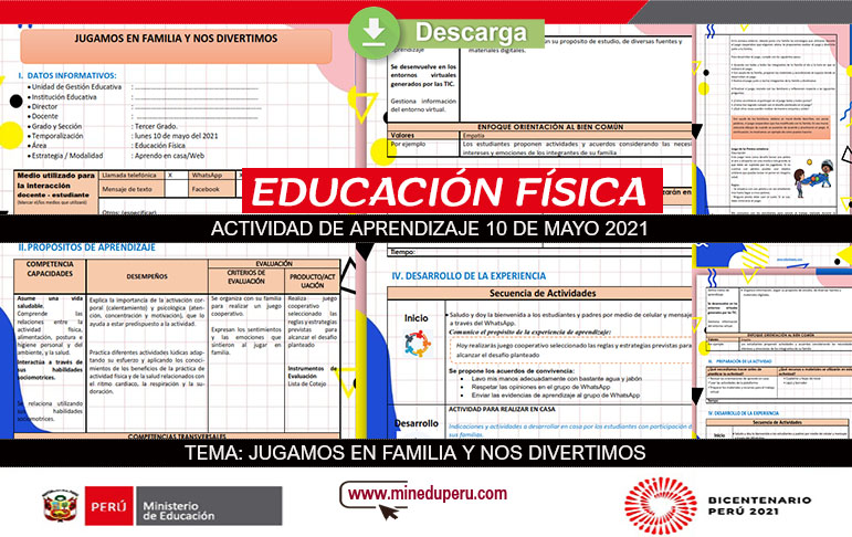 Actividad de aprendizaje de educación fisica correspondiente al 10 de mayo  ~ Ministerio de Educación del Perú