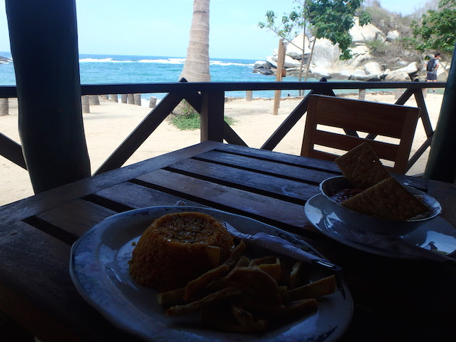 Lunch at el Cabo beach in Tayrona National Park, Colombia