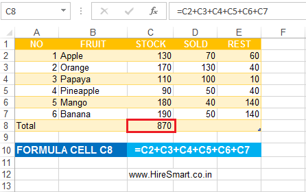 The First Excel Addition Method