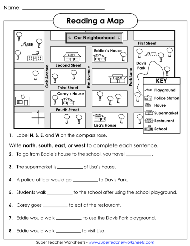 OUR ENGLISH CLASS: Reading a map worksheets