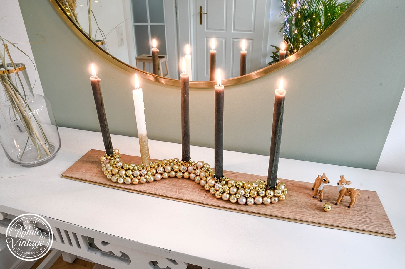 Kerzenhalter / Kerzenständer aus | and und DIY Blog Weihnachtskugeln Deko machen White selber Vintage