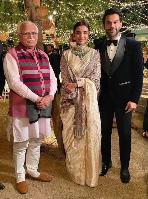 Rajkummar Rao & Patralekhaa’s reception photo (Image Courtesy: Monohar Lal Khattar Instagram)