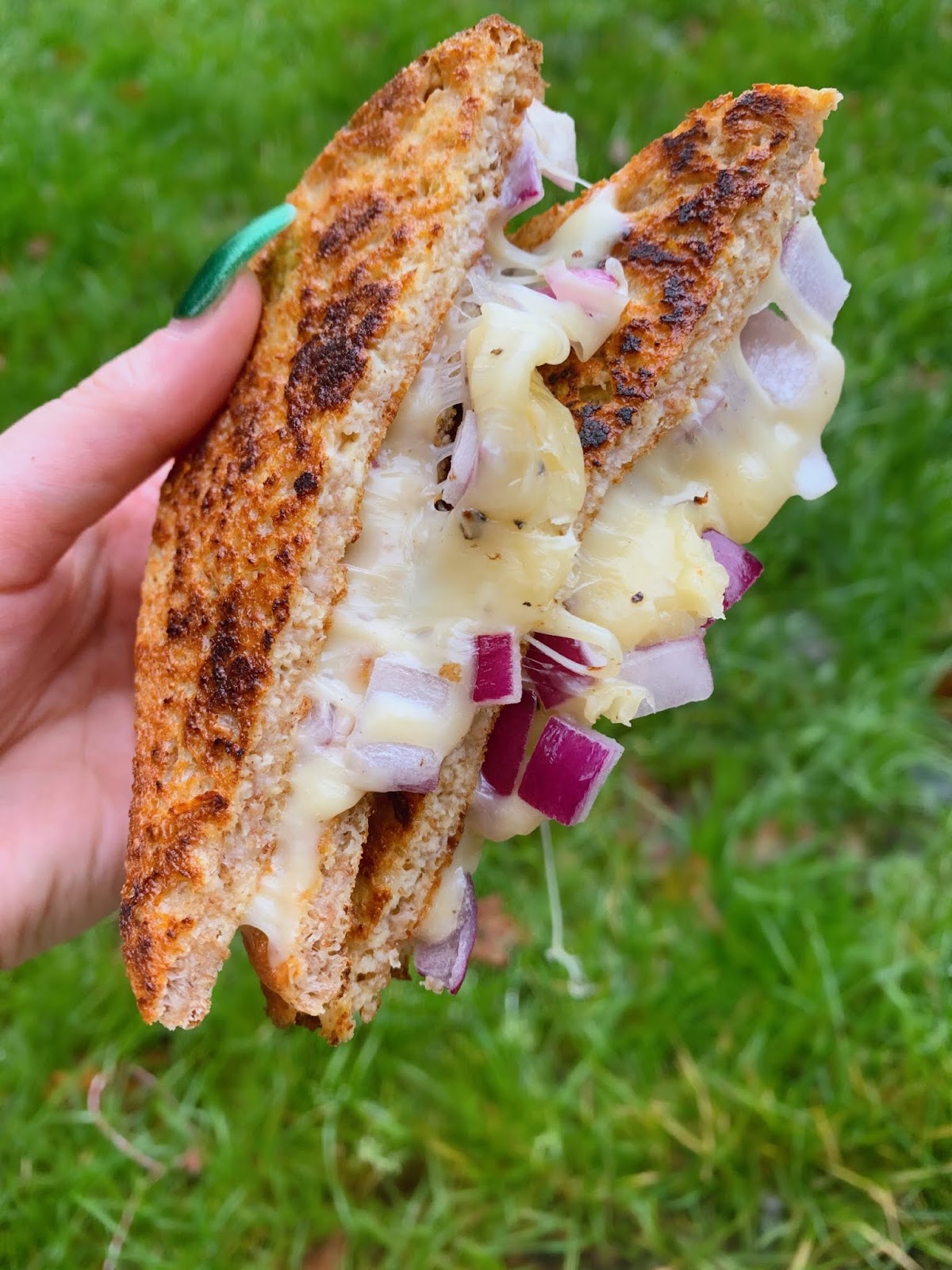 Cheese and onion eggy bread toasty