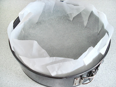 line a 9" springform cake tin with baking parchment