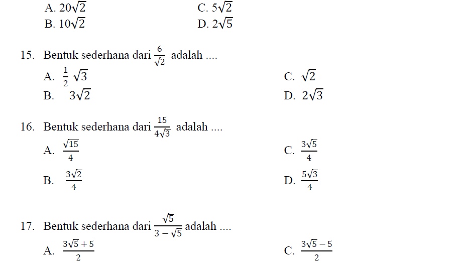 Contoh Soal Akar Kuadrat Kelas 9