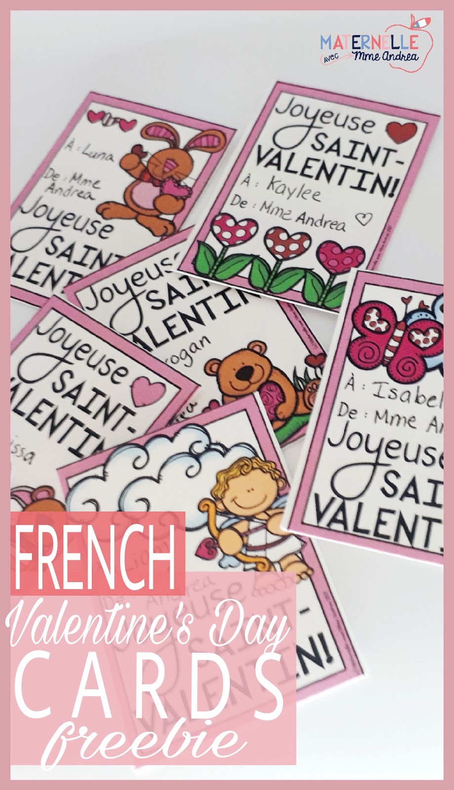 Free Printable French Valentines Cards