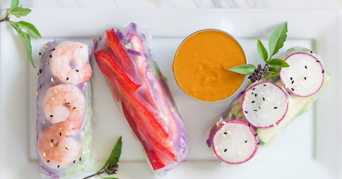 THAI SPRING ROLLS WITH LOW CALORIE PEANUT DIPPING SAUCE Fit Happy Foodie