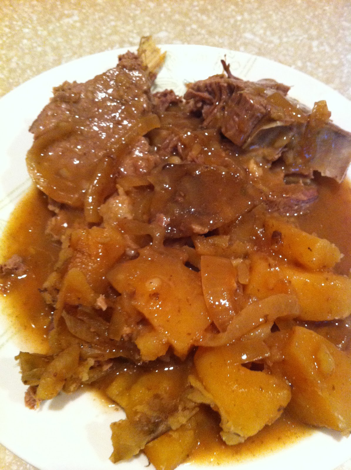 Mama Feta's Meals Slow Cooker Beef Roast with Onions and Potatoes