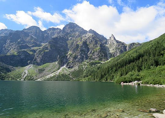 Morskie Oko i wznoszace się nad nim Mięguszowieckie Szczyty.