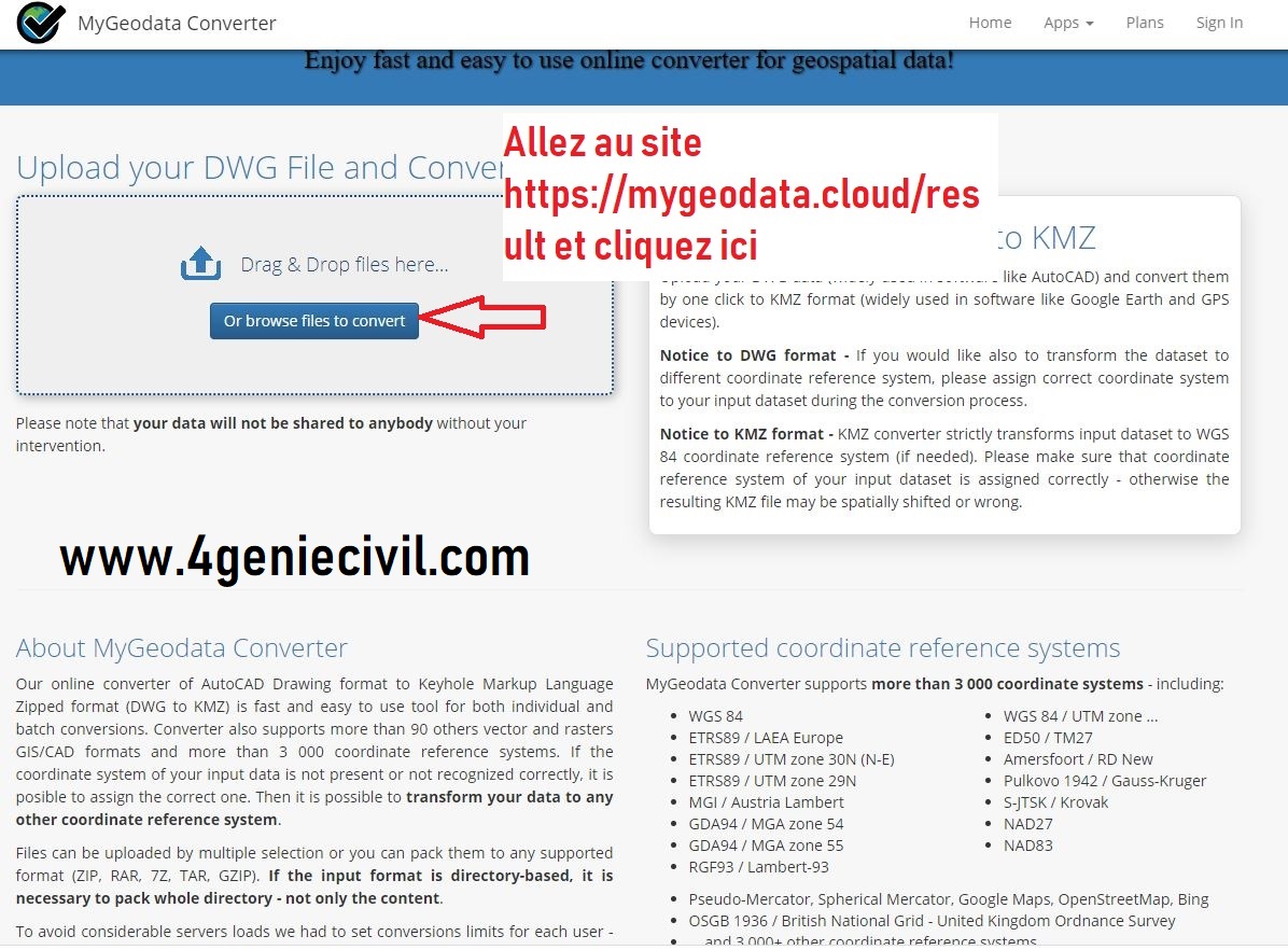 convertir un fichier autocad dwg à kmz ou kml pour google earth (1)