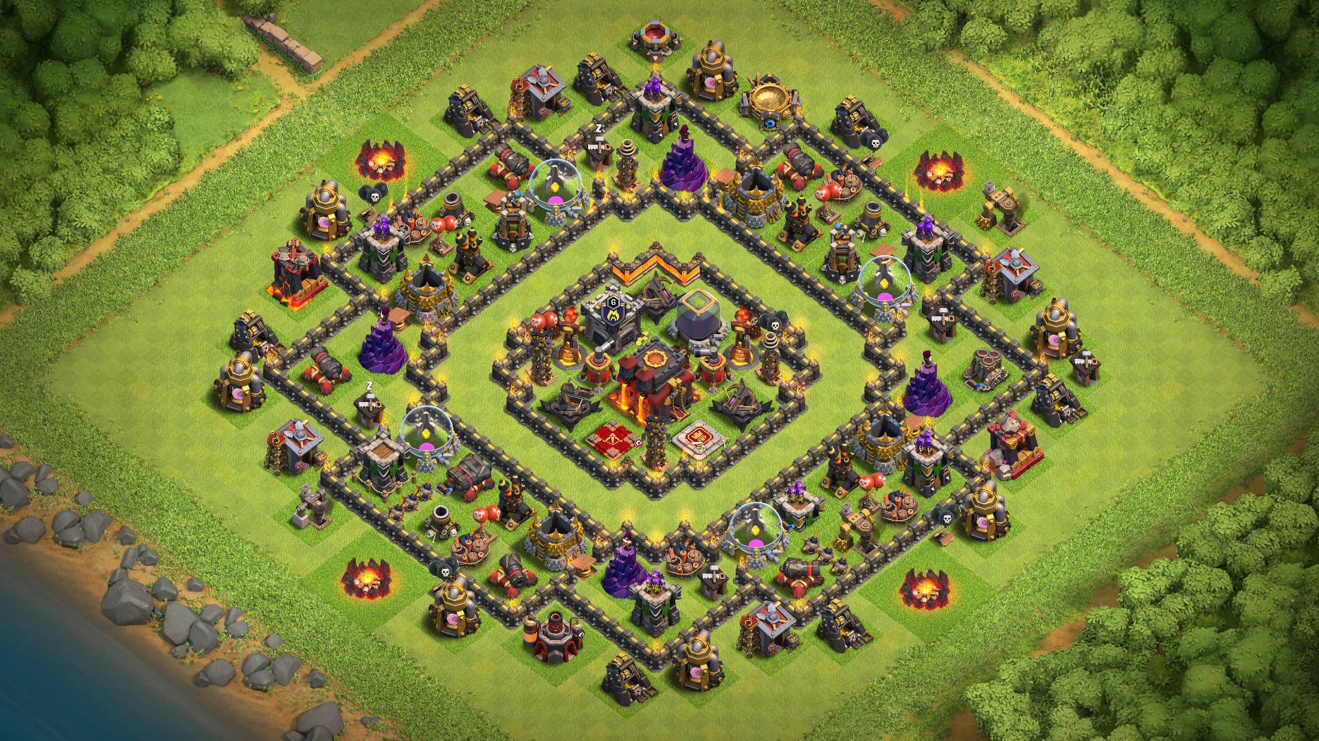 Town Hall 10 (TH10) Trophy Base with Copy Link.