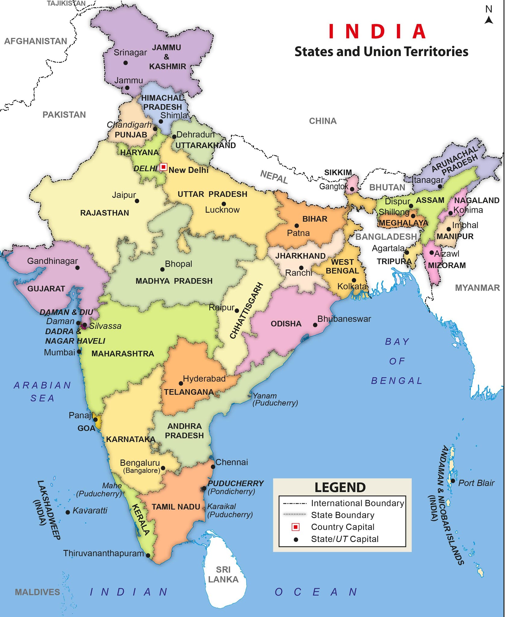 India Map Political Map Of India Political Map Of India With Cities