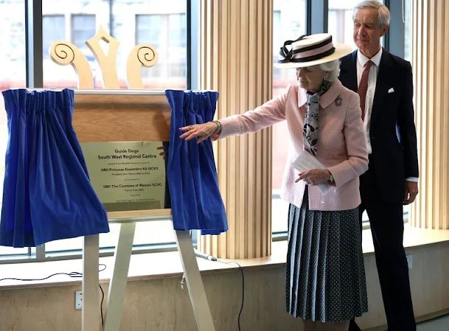 Countess of Wessex wore a vesper floral print crepe midi skirt from Erdem. Princess Alexandra handed over the Patronage of Guide Dogs