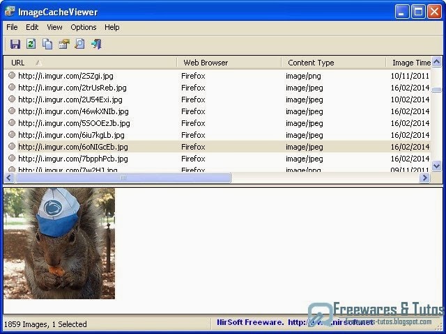 ImageCacheViewer : un logiciel portable pour trouver les images contenues dans le cache des navigateurs internet (Firefox, Chrome, IE)