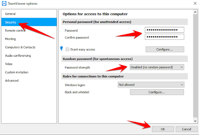 setting password teamviewer