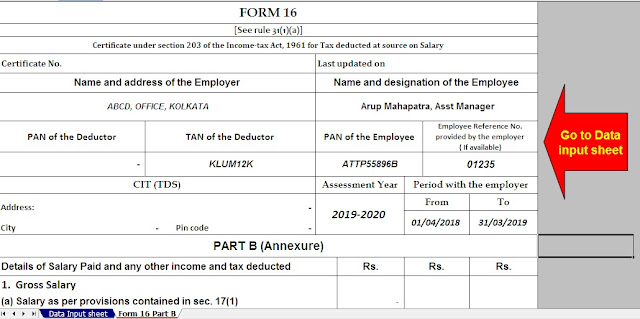 Income Tax Form 16 Part B in Excel for F.Y.2019-20