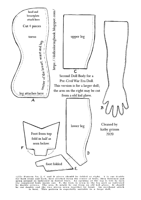 Three Antique Doll Body Patterns | The Doll Coloring Book