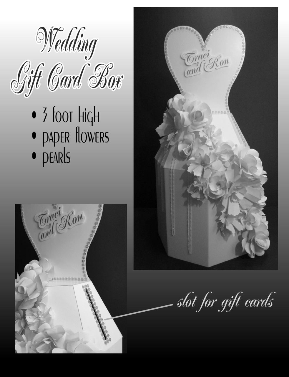 Musing with Marlyss Wedding Gift Card Box with paper flowers and pearls