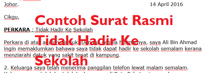 Contoh Surat Rasmi Tidak Hadir Ke Sekolah - IDEA BERITA