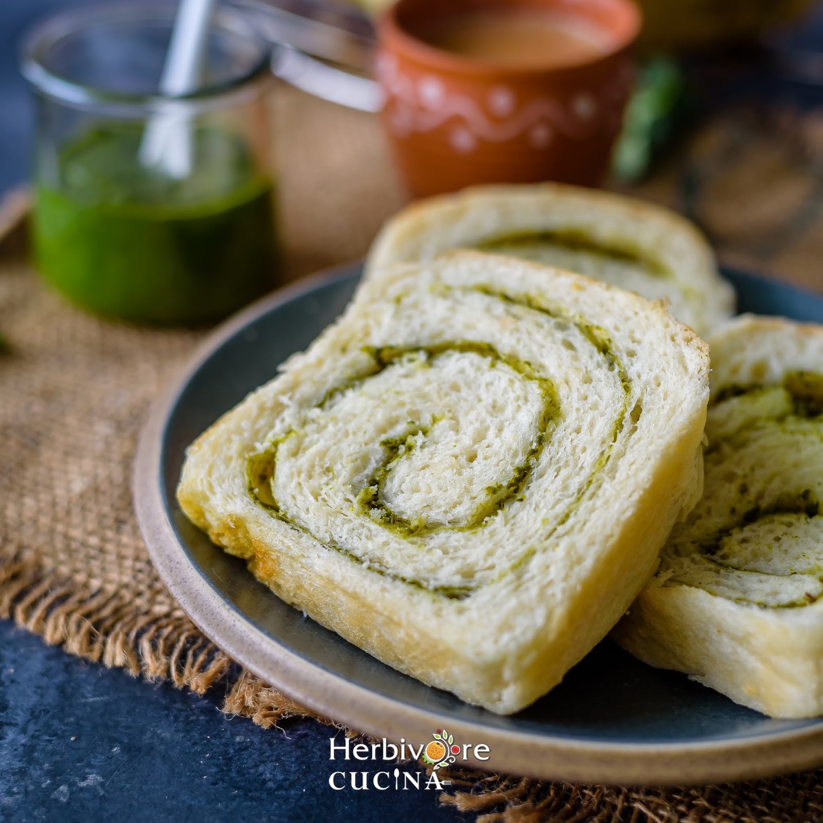 Herbivore Cucina Cilantro Sauce Swirled Bread Chutney Bread